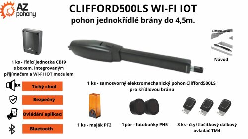 Clifford500LS 1K - pohon pro jednokřídlou bránu až do 550 kg a až do 4,5 m průjezdu